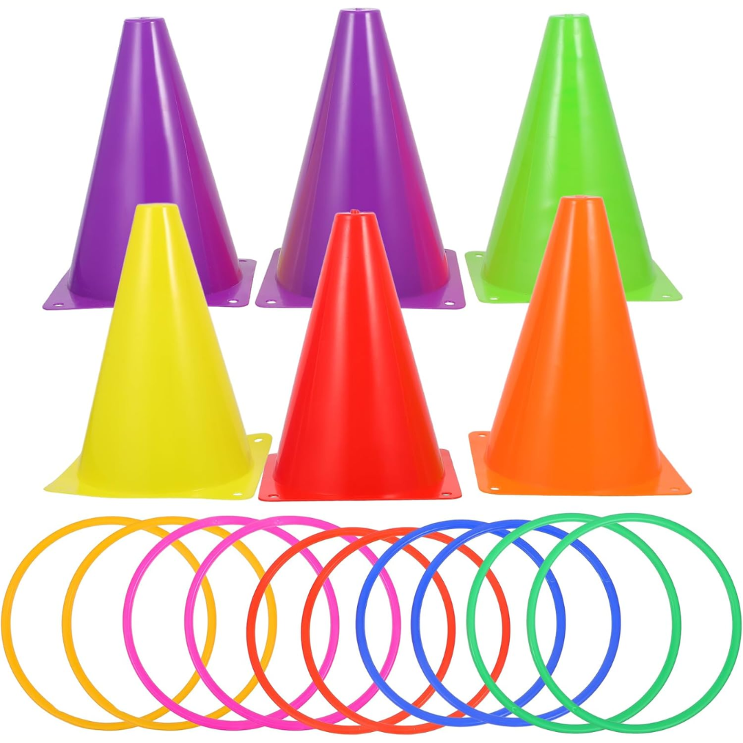 Juego de conos con 10 aros